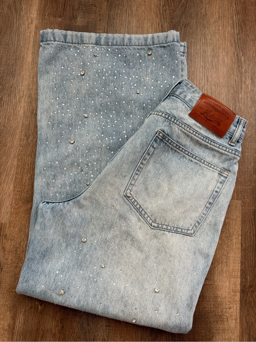 Aelfric Eden Light Blue Men’s Straight Jeans with Crystal Accents